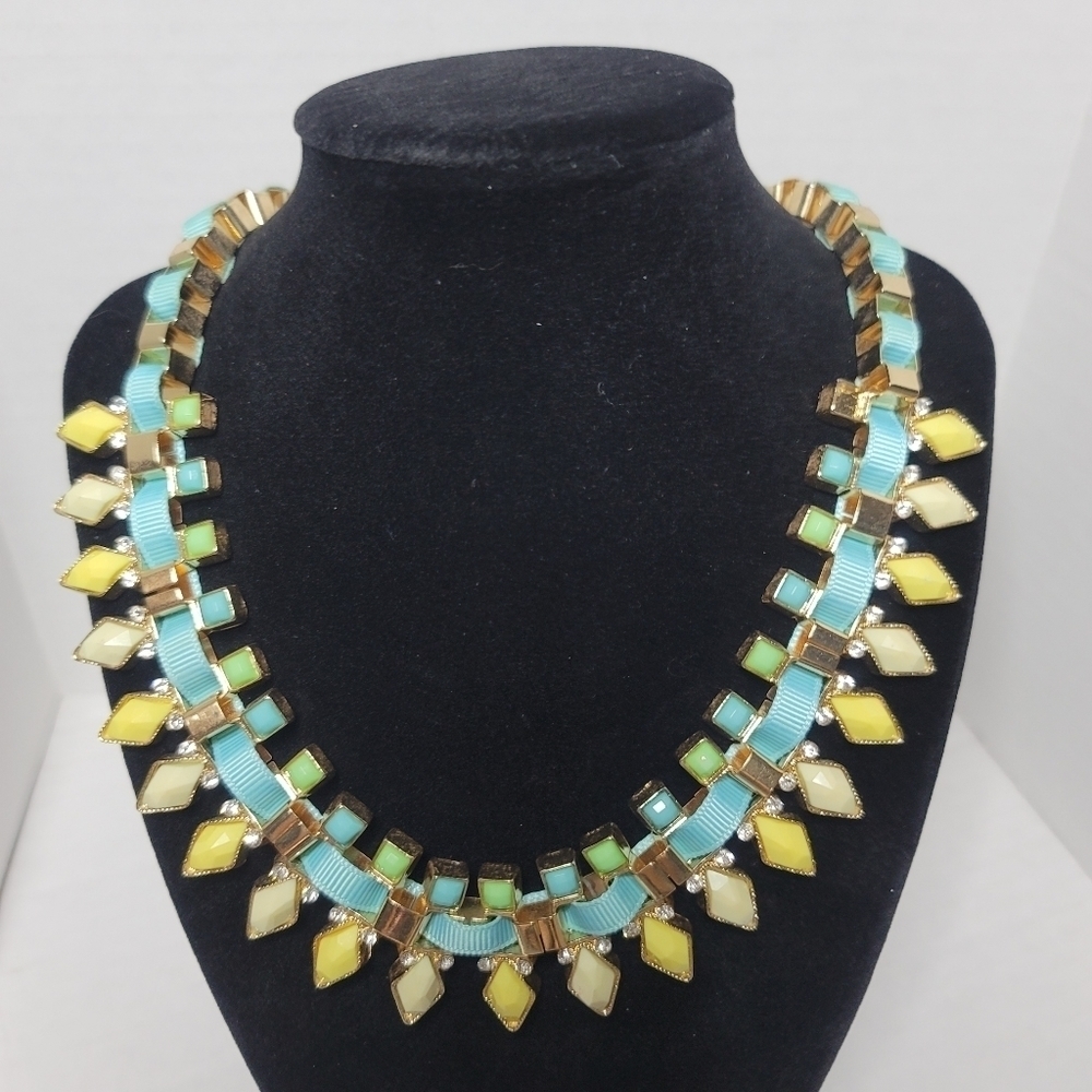 Fashion Jewelry Necklace Ribbon laced Jeweled Chunky Studded (J8